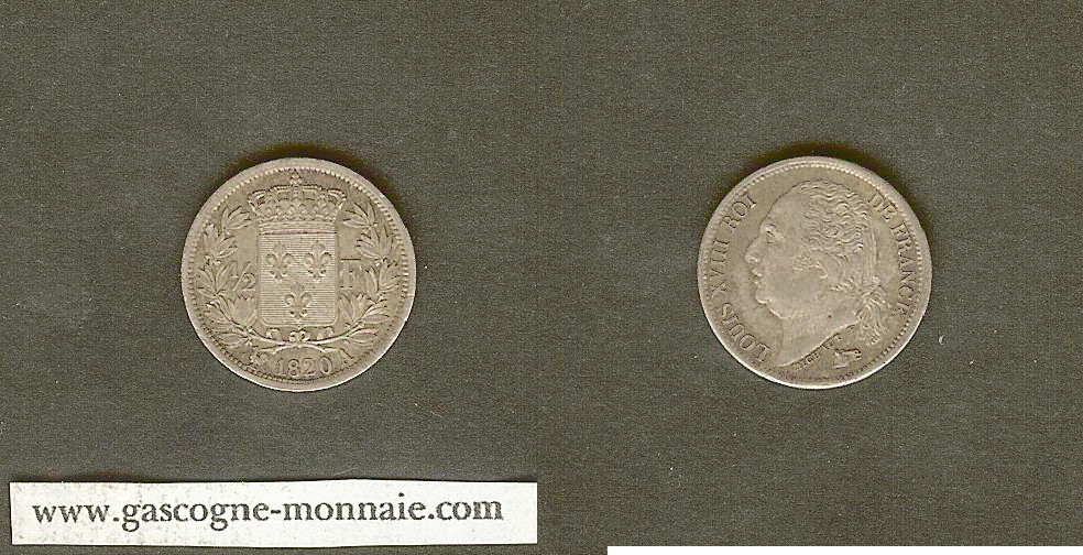 half franc Louis XVIII 1820A AU/Unc F
